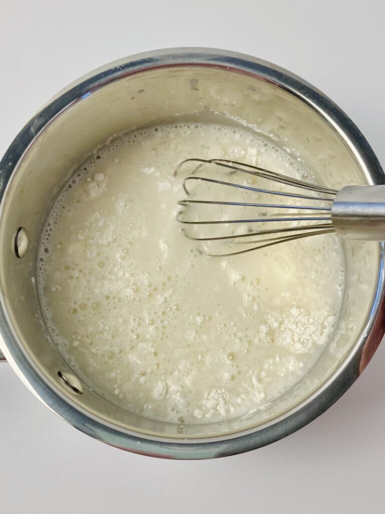 whisking flour and water